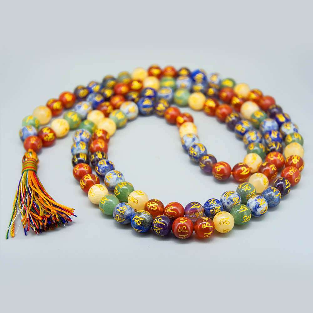 Chakra Beads with Buddhist Mantra Mala